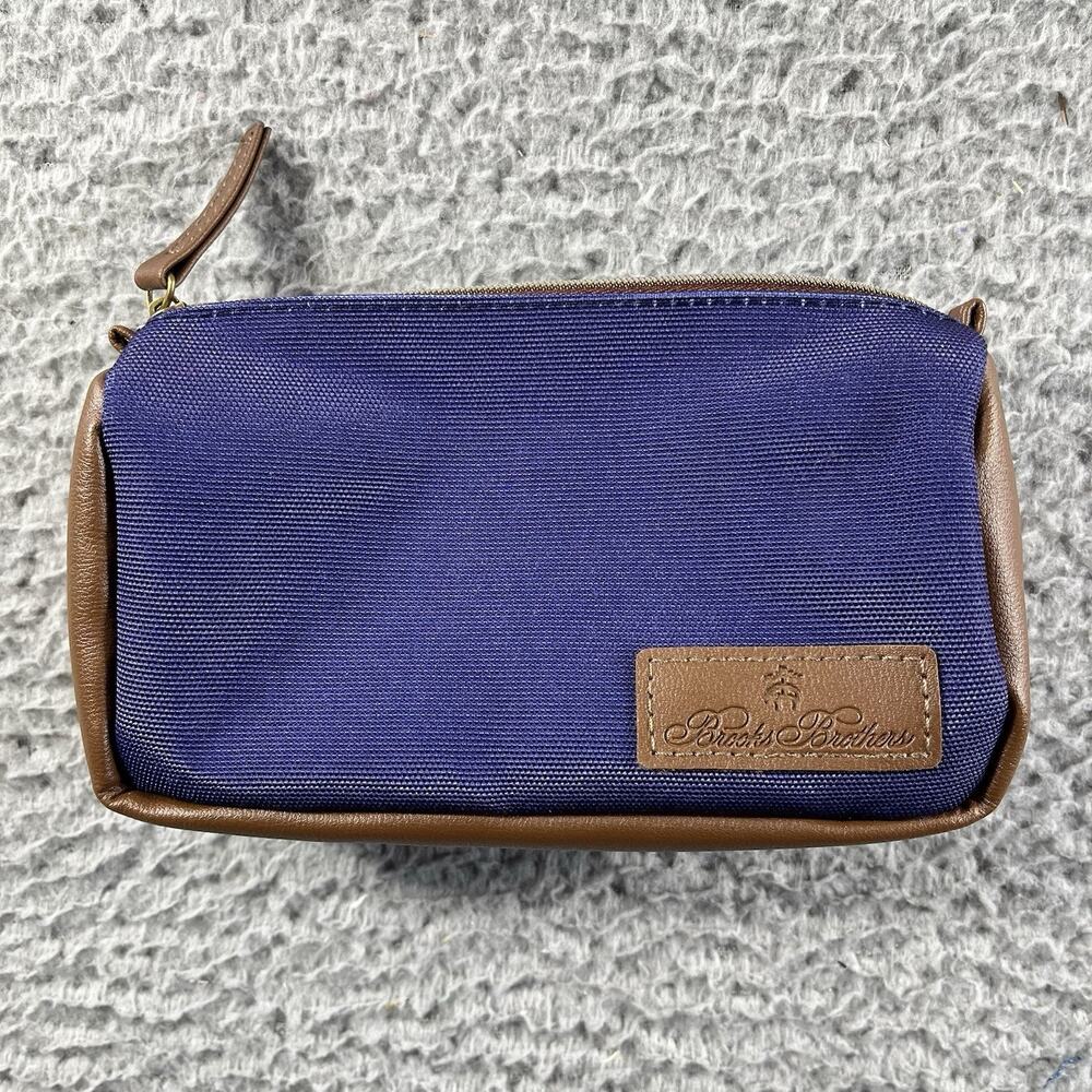 Brooks Brothers United Airlines Amenity Kit Bag Blue Canvas Travel Pouch Case